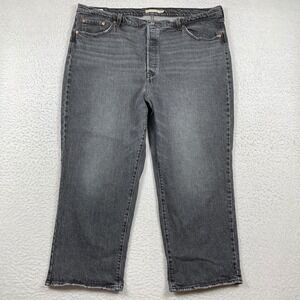 Levis Jeans Womens 22W Black Ribcage Straight Ankle High Rise Button Fly 38843